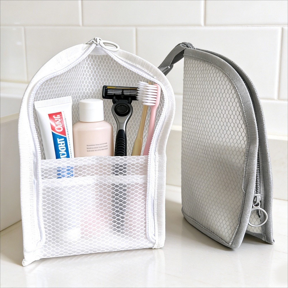 Travel Packing Accessories - Сетчатая косметичка-органайзер: дышащая, быстросохнущая, вертикальная, для